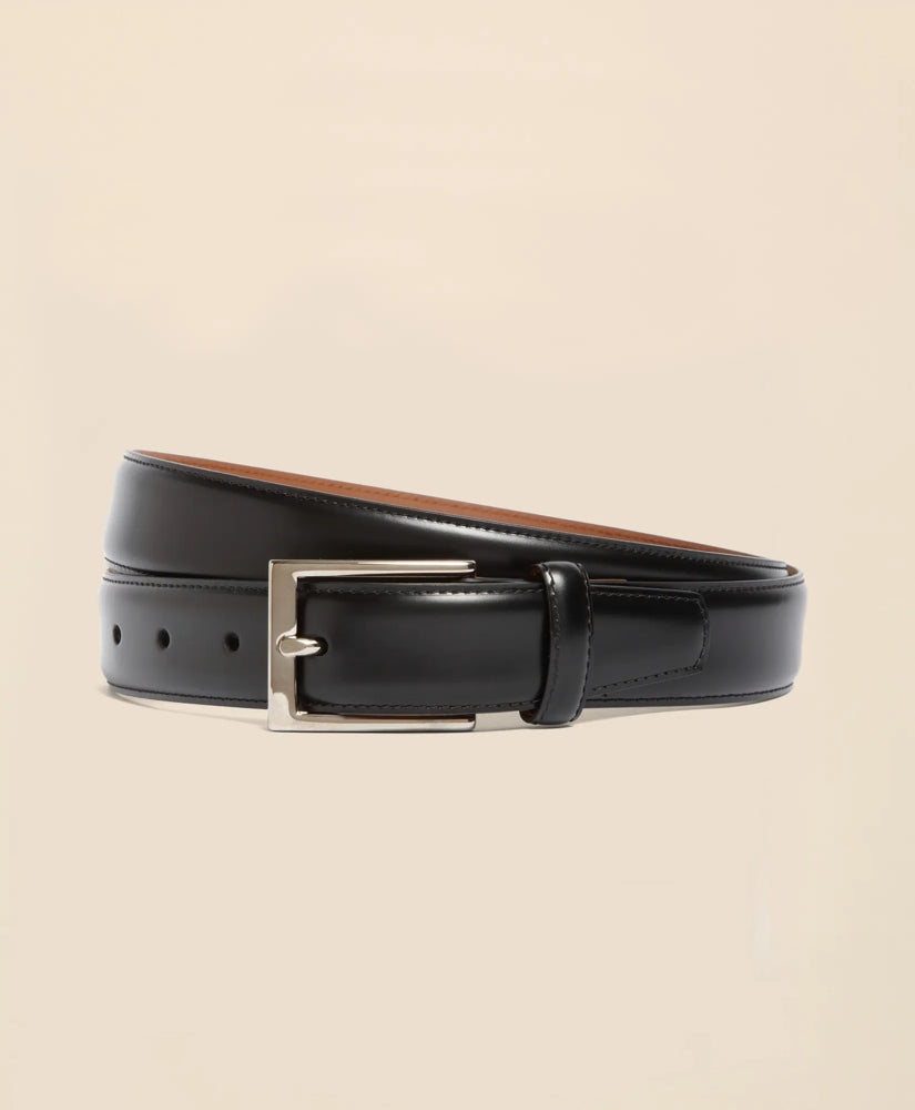 Silver Buckle Leather Dress Belt / Brooks Brothers Men