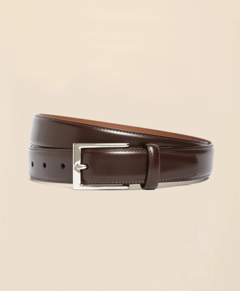 Silver Buckle Leather Dress Belt / Brooks Brothers Men