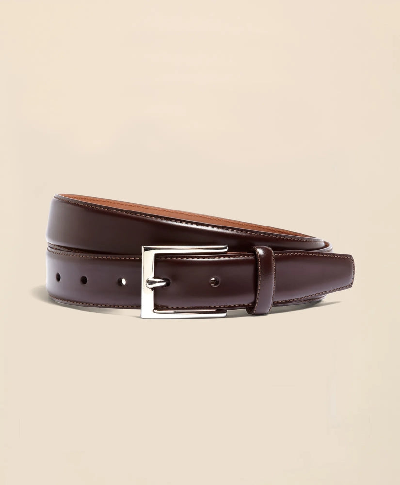 Silver Buckle Leather Dress Belt / Brooks Brothers Men