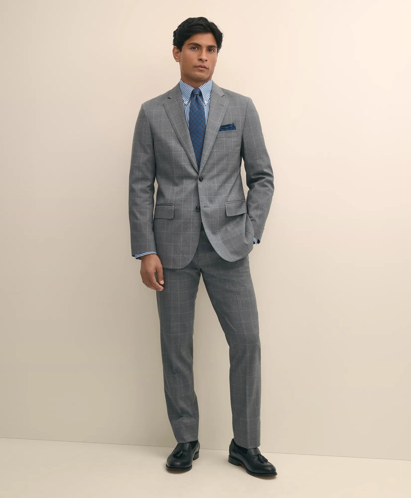 Slim Fit 1818 Windowpane Suit In Wool / Brooks Brothers Sale