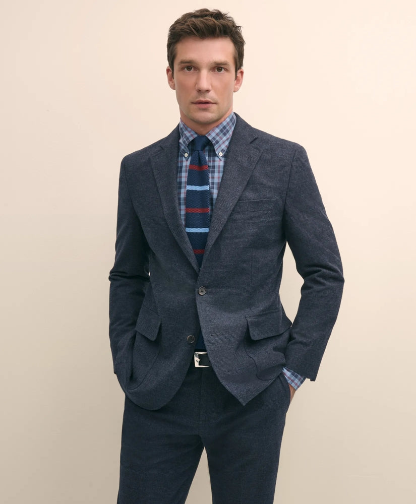 Slim Fit Check Suit Jacket in Brushed-Cotton / Brooks Brothers Sale
