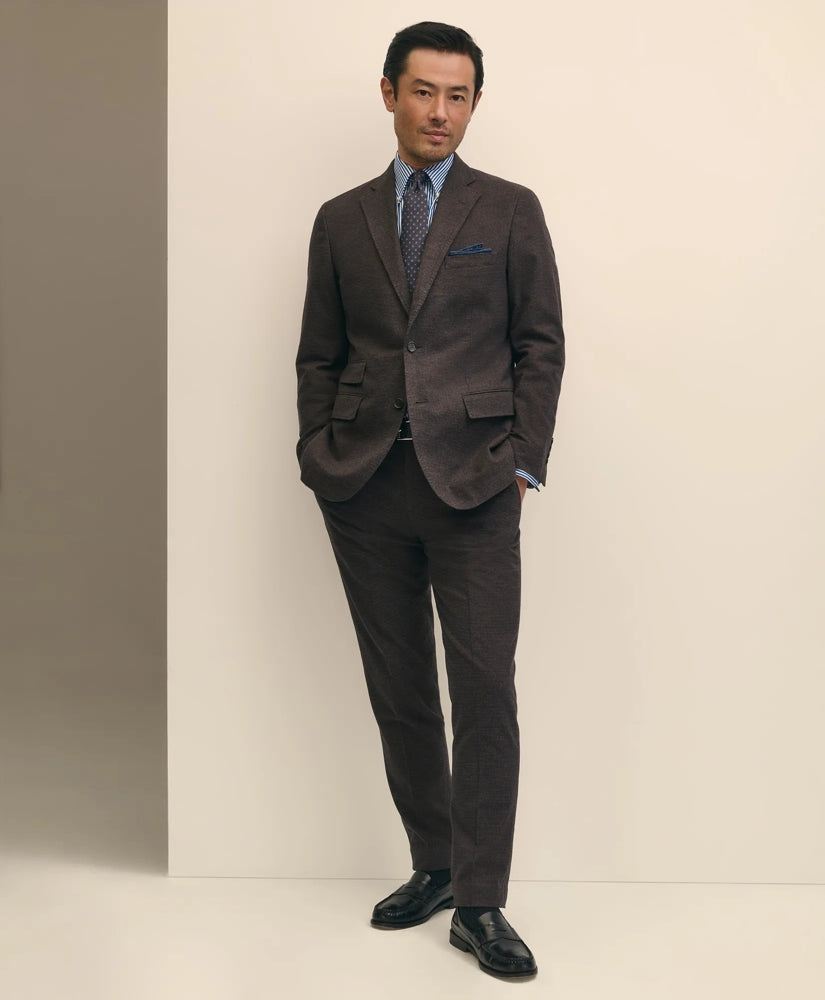 Slim Fit Mini-Houndstooth Suit Pants in Brushed-Cotton / Brooks Brothers Sale