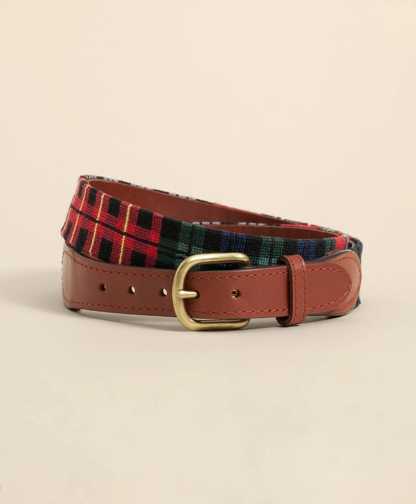 Smathers & Branson Needlepoint Plaid Belt / Brooks Brothers Men
