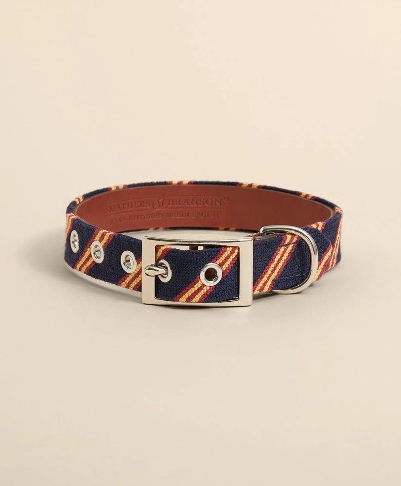 Smathers & Branson Needlepoint Rep Stripe Dog Collar / Brooks Brothers Men