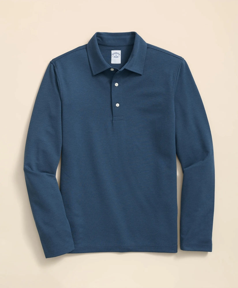 Spread Collar Long-Sleeve Polo Shirt / Brooks Brothers Sale