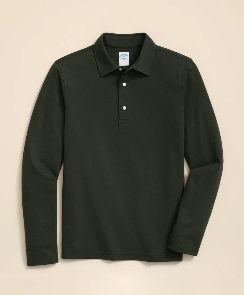 Spread Collar Long-Sleeve Polo Shirt / Brooks Brothers Sale