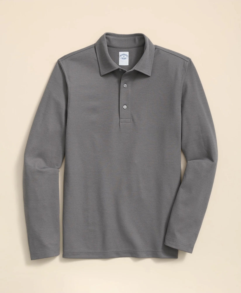 Spread Collar Long-Sleeve Polo Shirt / Brooks Brothers Sale