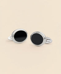 Sterling Silver Onyx Oval Rhodium-Plated Cufflinks / Brooks Brothers Men