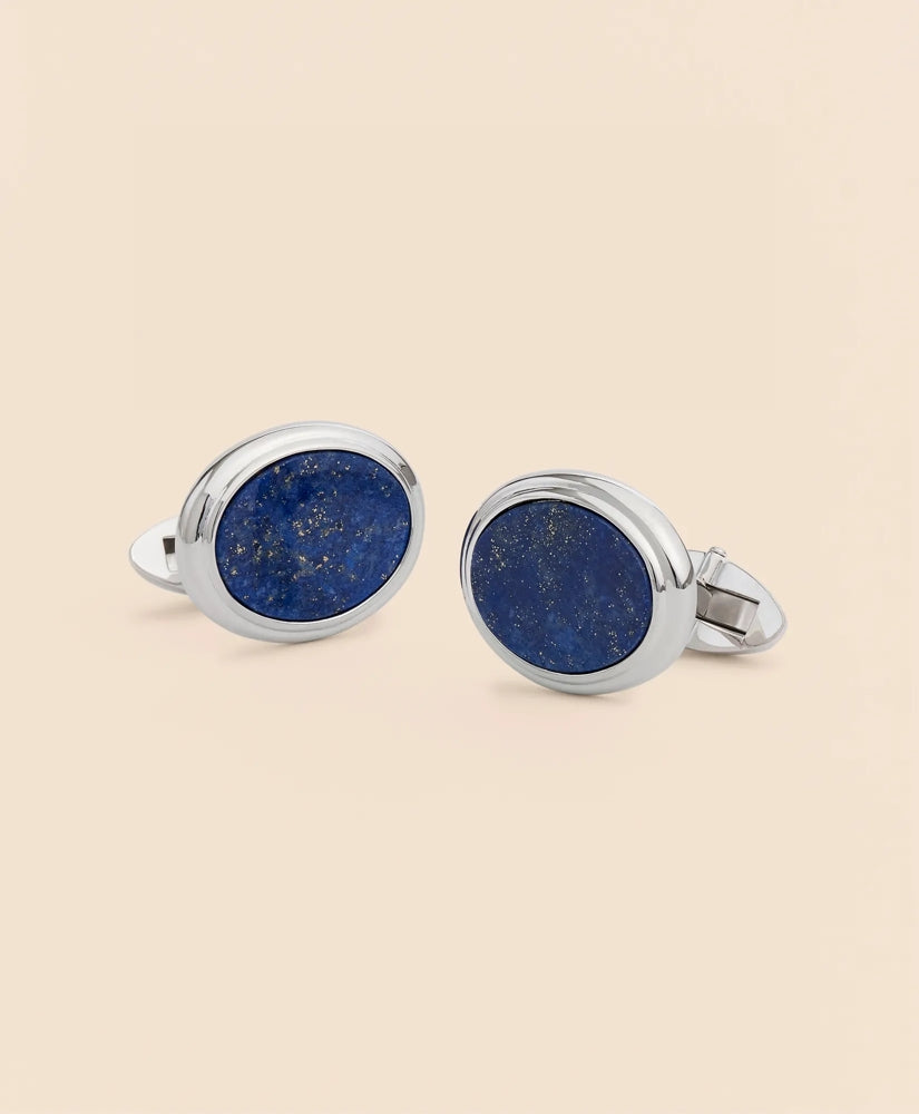 Sterling Silver Oval Rhodium-Plated Cufflinks / Brooks Brothers Tailored