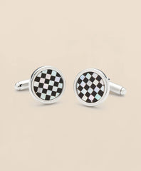 Sterling Silver Rhodium-Plated Checkerboard Cufflinks / Brooks Brothers Men