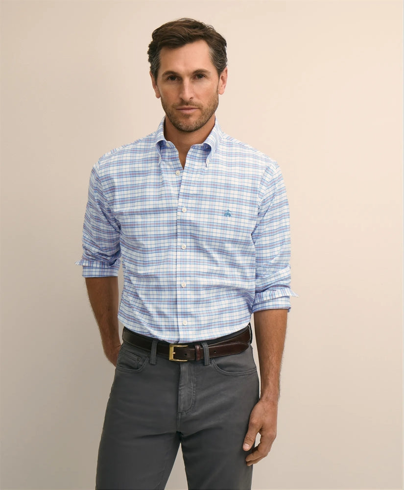 Stretch Cotton Non-Iron Oxford Polo Button Down Sport Shirt / Brooks Brothers Men