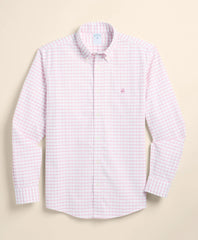 Stretch Cotton Non-Iron Oxford Polo Button Down, Windowpane Sport Shirt / Brooks Brothers Men