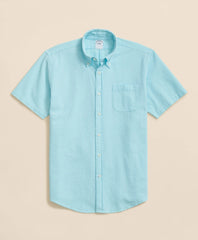 Stretch Cotton Seersucker Button-Down Collar Short-Sleeve Sport Shirt / Brooks Brothers Shirts