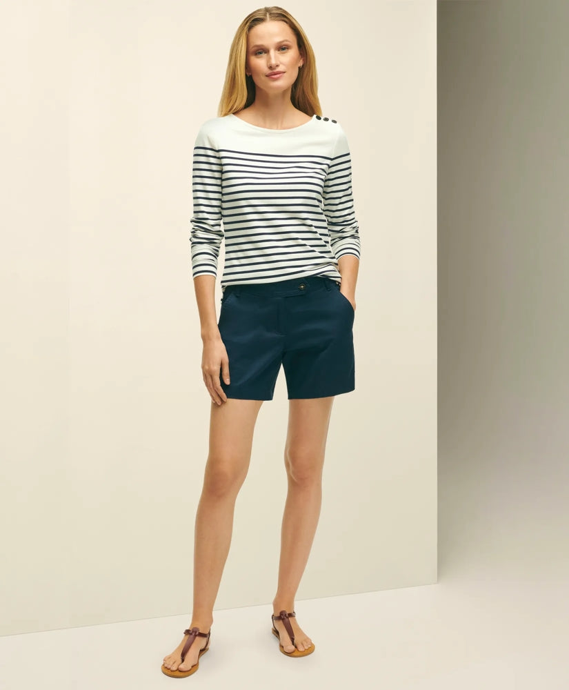 Stretch Cotton Twill Shorts / Brooks Brothers Women