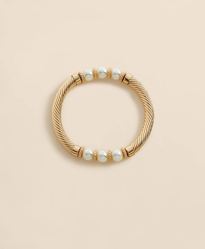 Stretch Faux-Pearl Bracelet with Gold-Plated Rope Detail / Brooks Brothers Women