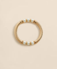 Stretch Faux-Pearl Bracelet with Gold-Plated Rope Detail / Brooks Brothers Women