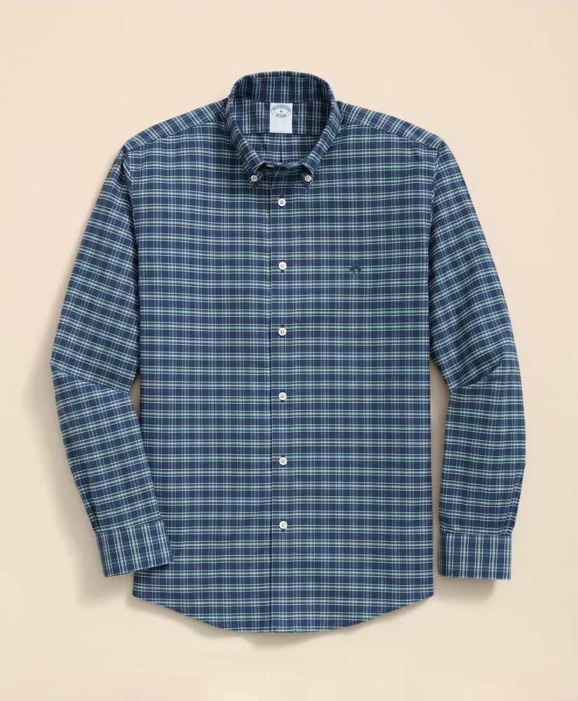 Stretch Non-Iron Oxford Button-Down Collar, Check Shirt / Brooks Brothers Sale