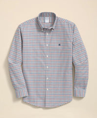 Stretch Non-Iron Oxford Button-Down Collar, Multi-Check Shirt / Brooks Brothers Sale