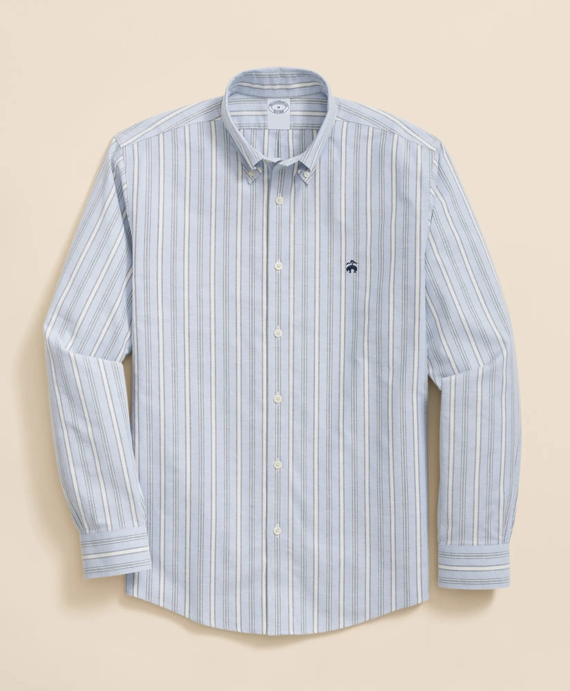 Stretch Non-Iron Oxford Button-Down Collar, Outline Stripe Sport Shirt / Brooks Brothers Sale