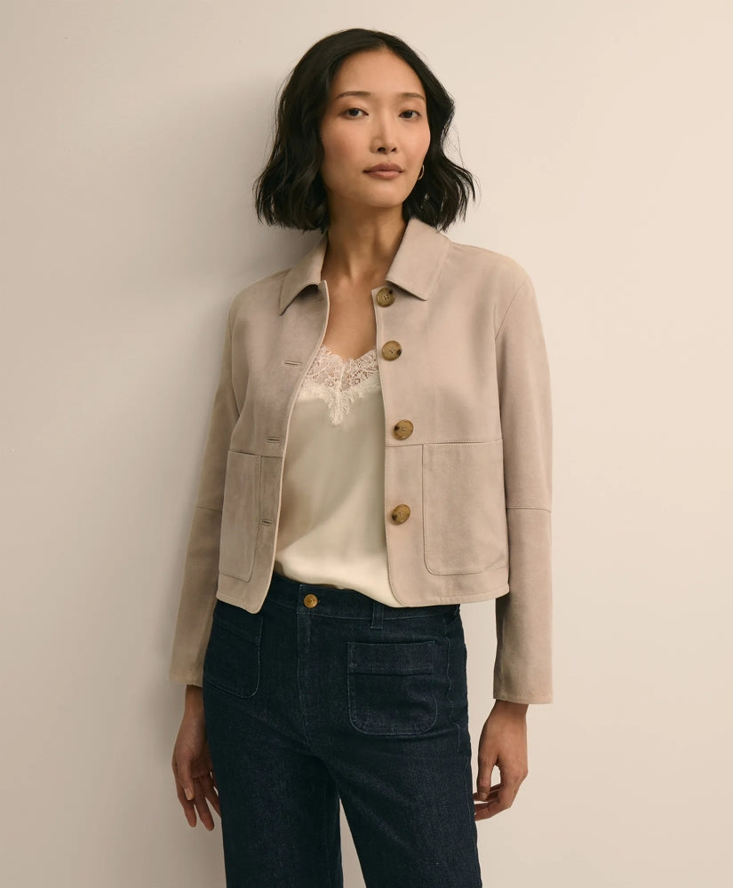 Suede Cropped Jacket / Brooks Brothers Women