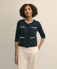 Cotton Tipped 4-Pocket Cardigan / Brooks Brothers Sale