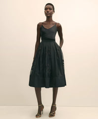 Taffeta Skirt With Embroidered Organza Overlay / Brooks Brothers Sale