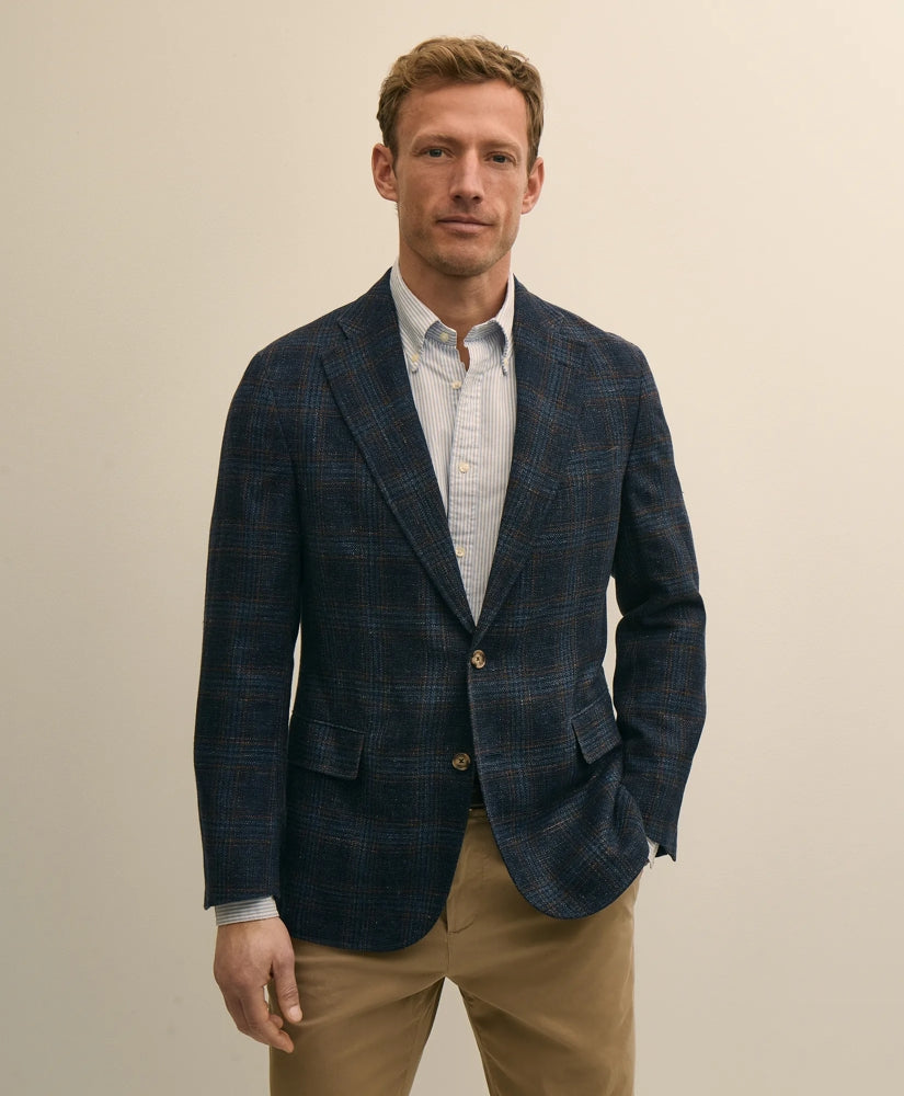 The Cloud Jacket in Wool-Linen Check / Brooks Brothers Men