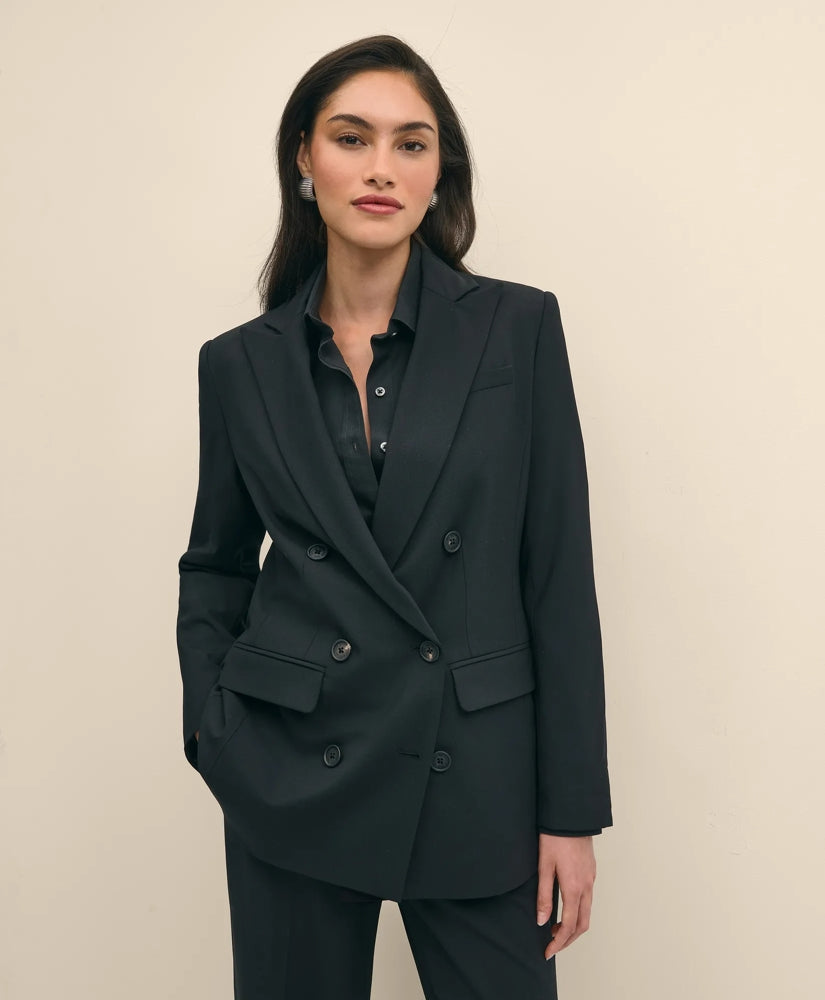 The Essentials Double-Breasted Peak Lapel Jacket in Wool Blend / Brooks Brothers Women