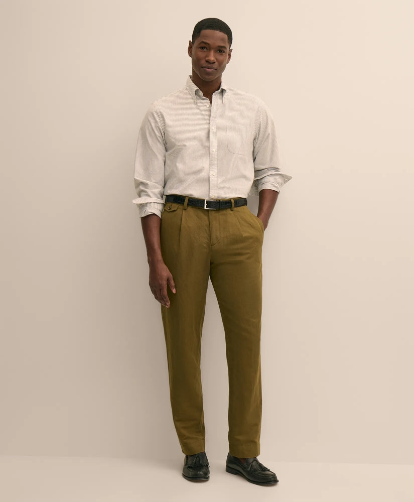 The Pleated Linen-Cotton Pants / Brooks Brothers Men