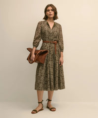 Tie-Neck Pleated Floral-Trellis Print Dress / Brooks Brothers Women