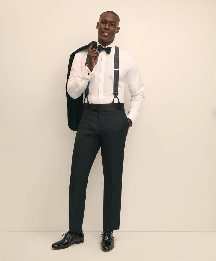 Traditional Fit Merino Wool Twill 1818 Tuxedo Pants / Brooks Brothers Tailored