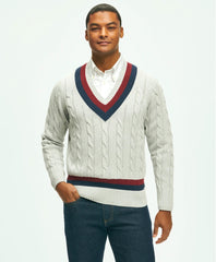 Vintage-Inspired Tennis V-Neck Sweater in Supima / Brooks Brothers Men
