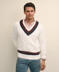 Vintage-Inspired Tennis V-Neck Sweater in Supima / Brooks Brothers Men