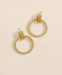 Vintage-Inspired Textured Door Knocker Hoop Earrings / Brooks Brothers Women