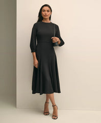 Viscose Blend Shirred-Sleeve Dress / Brooks Brothers Sale