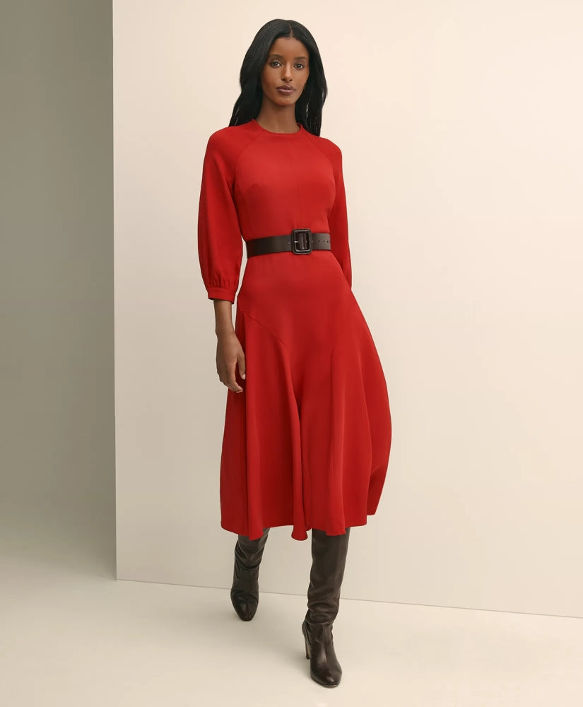 Viscose Blend Shirred-Sleeve Dress / Brooks Brothers Sale