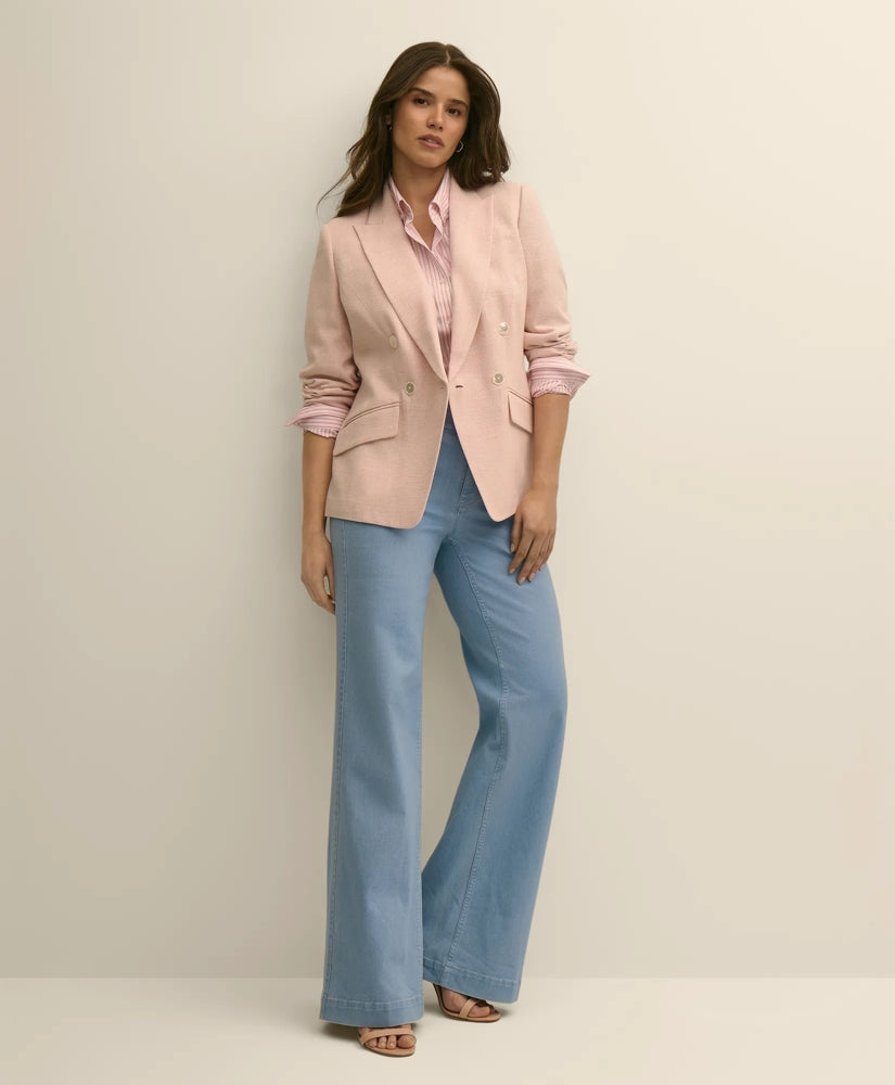 Viscose Melange Tweed Double-Breasted Jacket / Brooks Brothers Women