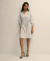 Viscose Pullover Striped Belted Shirt Dress / Brooks Brothers Sale