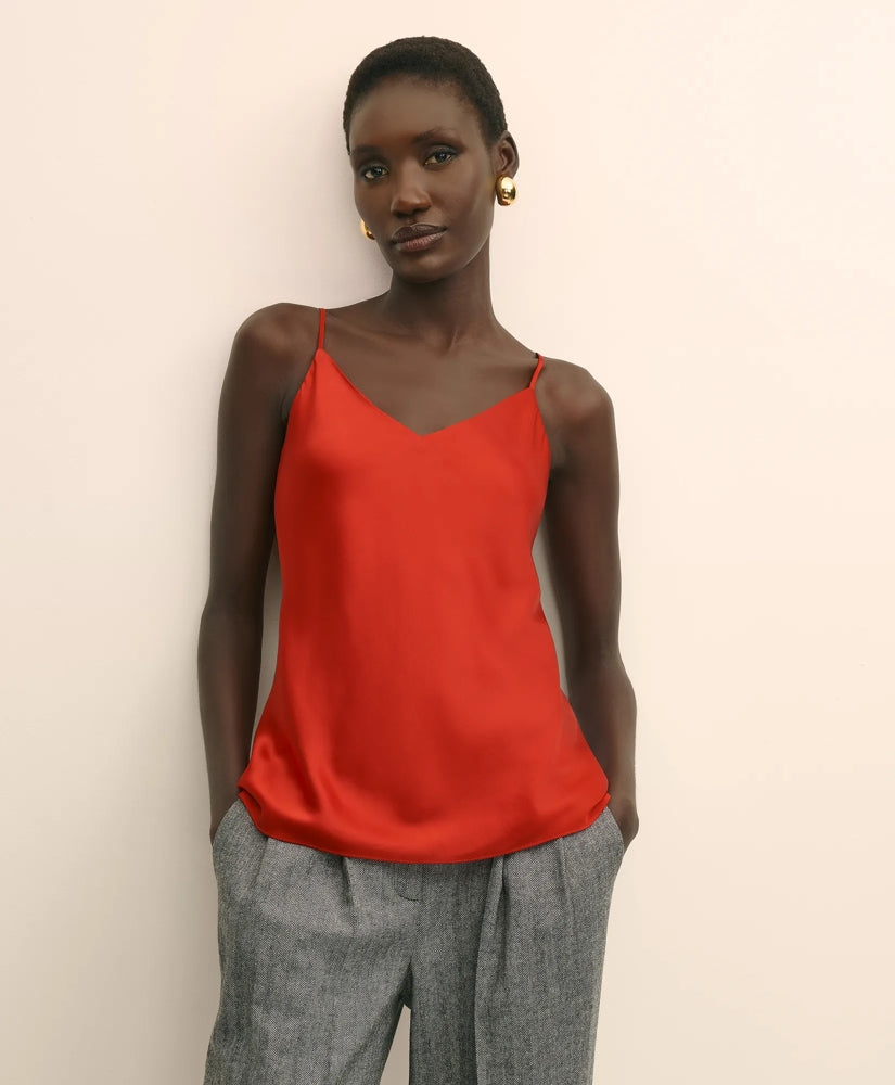 V-Neck Cami in Washable Silk Charmeuse / Brooks Brothers Sale