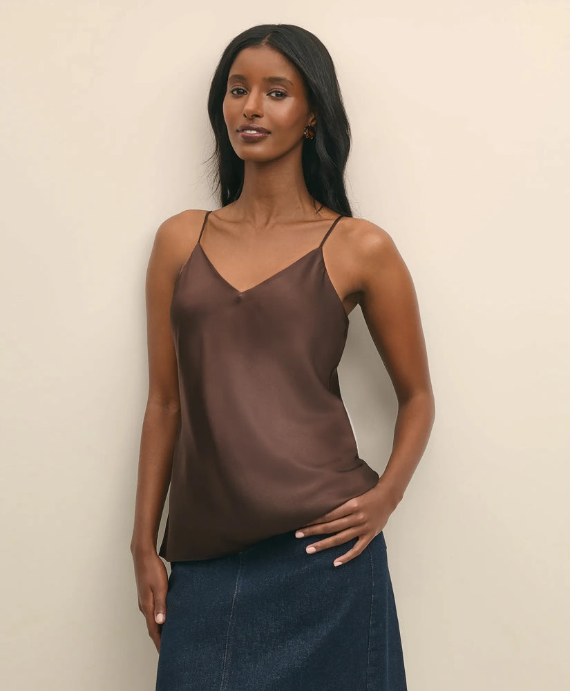 V-Neck Cami in Washable Silk Charmeuse / Brooks Brothers Sale