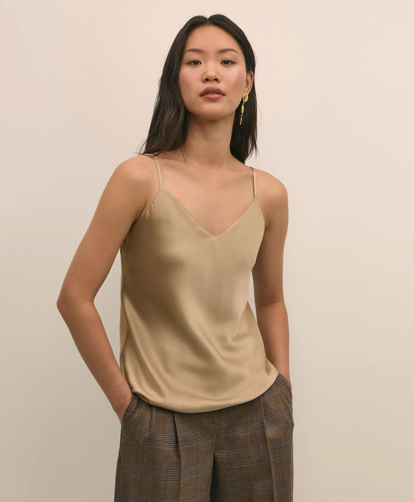 V-Neck Cami in Washable Silk Charmeuse / Brooks Brothers Sale