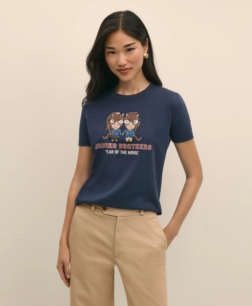 Women's Lunar New Year 100% Cotton Graphic T-Shirt / Brooks Brothers Sale