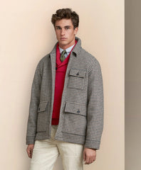 Wool Blend Double-Faced Guncheck Walking Coat / Brooks Brothers Sale