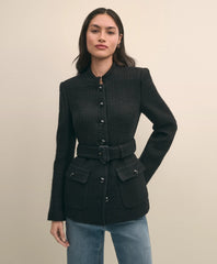 Military Boucle Belted Jacket / Brooks Brothers Sale