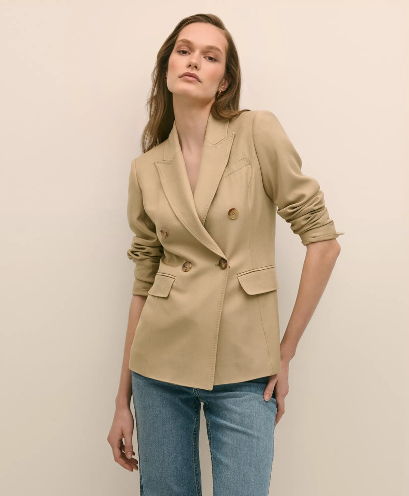 Wool-Blend Peak Lapel Double-Breasted Jacket / Brooks Brothers Sale