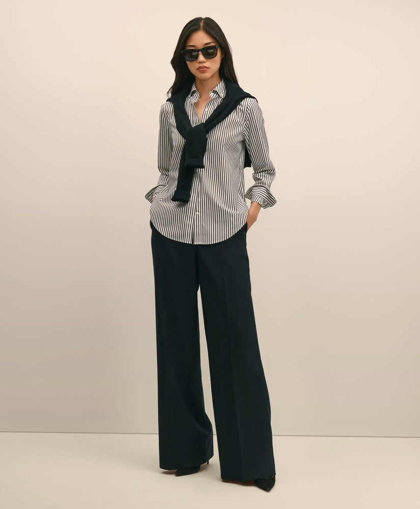 Wool Flannel High Waisted Wide-Leg Pant / Brooks Brothers Women