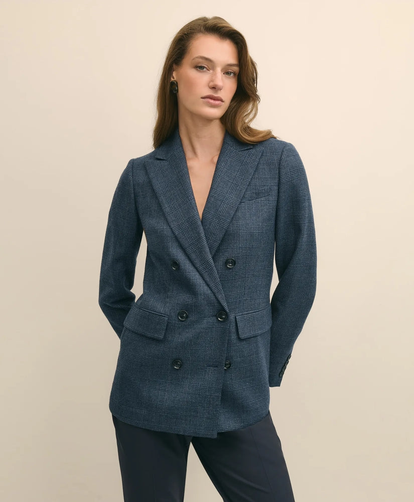 Wool Plaid Double-Breasted Jacket / Brooks Brothers Women