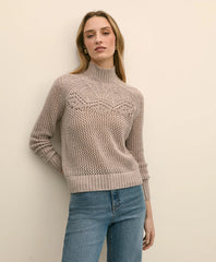 Wool Pointelle Open Knit Mock Neck Sweater / Brooks Brothers Sale