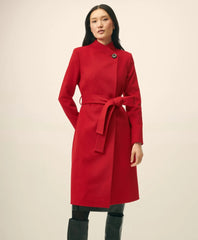 Wrap Coat in Water-Repellent Brushed-Twill Wool / Brooks Brothers Women