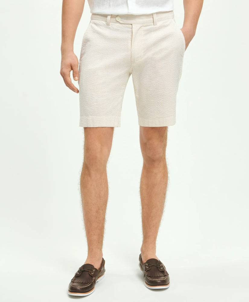 Washed Stretch Cotton Seersucker Shorts / Brooks Brothers Sale